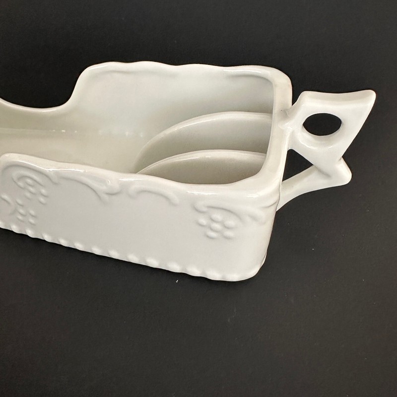 Buffet Silverware Caddies White Porcelain Embossed Maryland China Made in Japan gallery