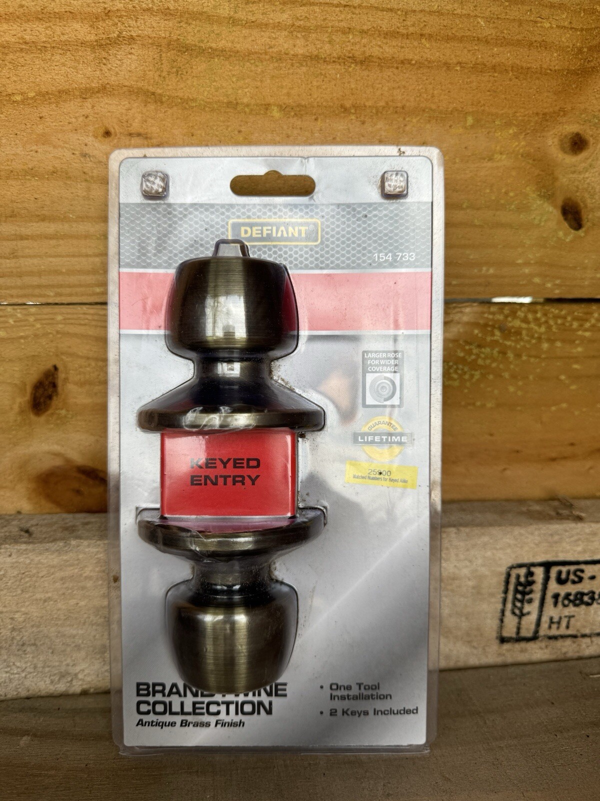 Defiant Brandywine Antique Brass Finish Keyed Entry Knob 154-733 New Sealed gallery