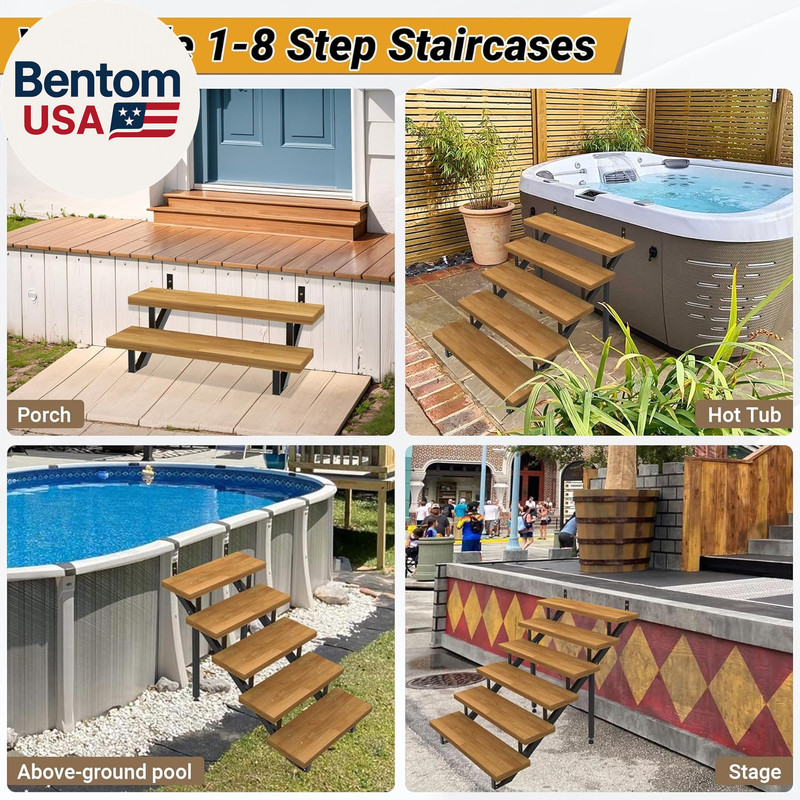Steel Stair Riser-2 Pack, 3 Step Stringers for Deck, Sturdy Steel Stringer for O gallery