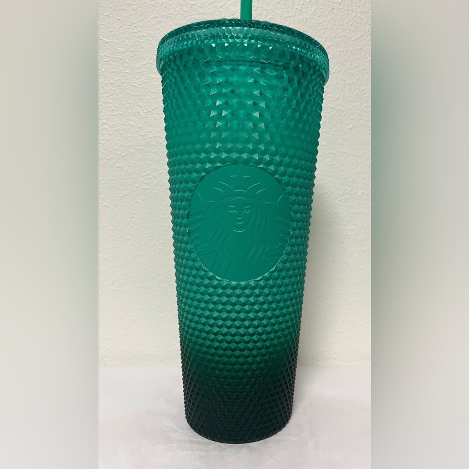 Starbucks Green Gradient Studded Acrylic Tumbler Fall Winter Holiday 2022 24oz gallery