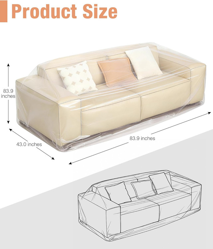 Extra Thick 4Mil Plastic Couch Cover, Large Dust-Proof Sofa Cover for Sectional gallery