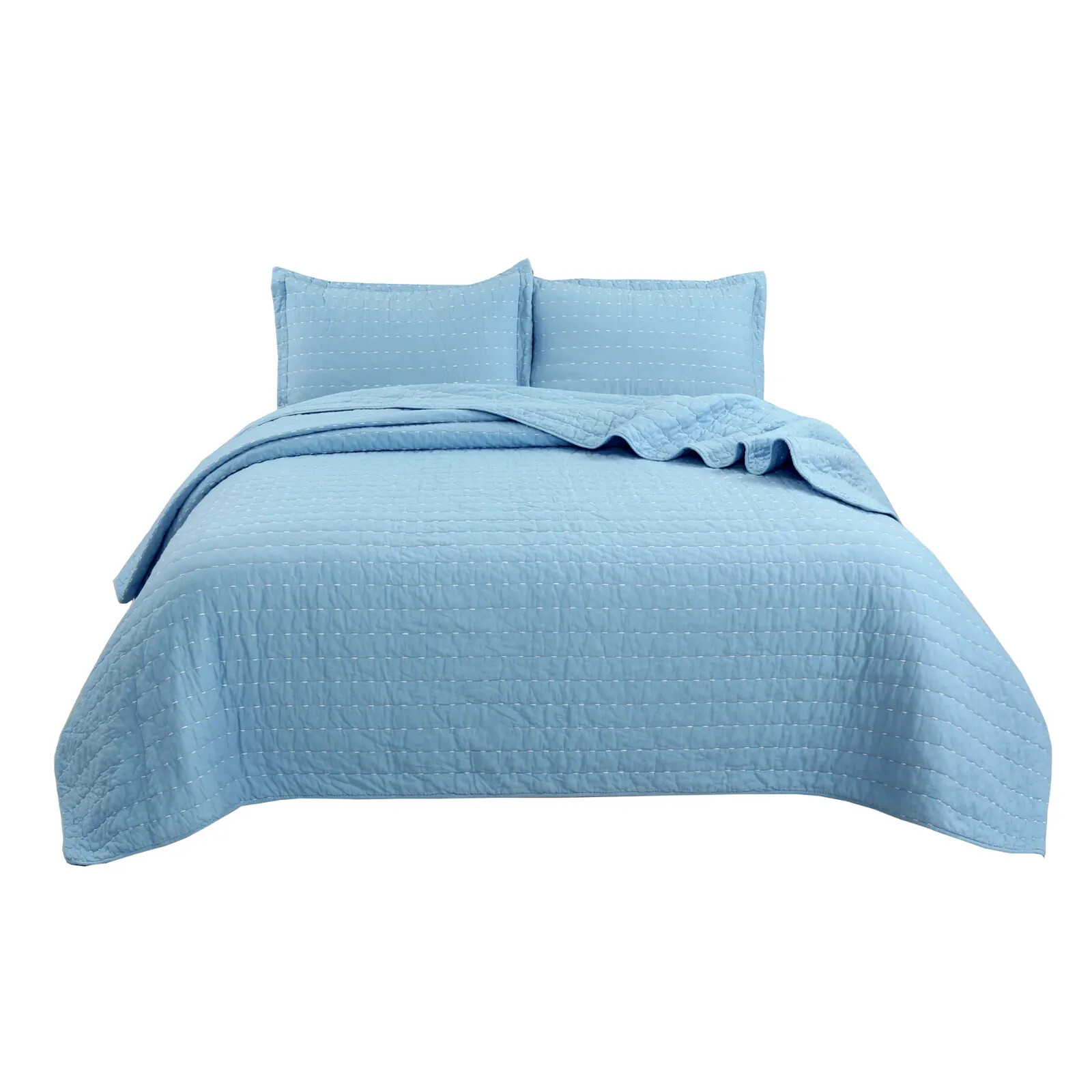 3-PCS 100% Cotton Oversized Bedspread Set Coverlet Quilt Set Stitching gallery