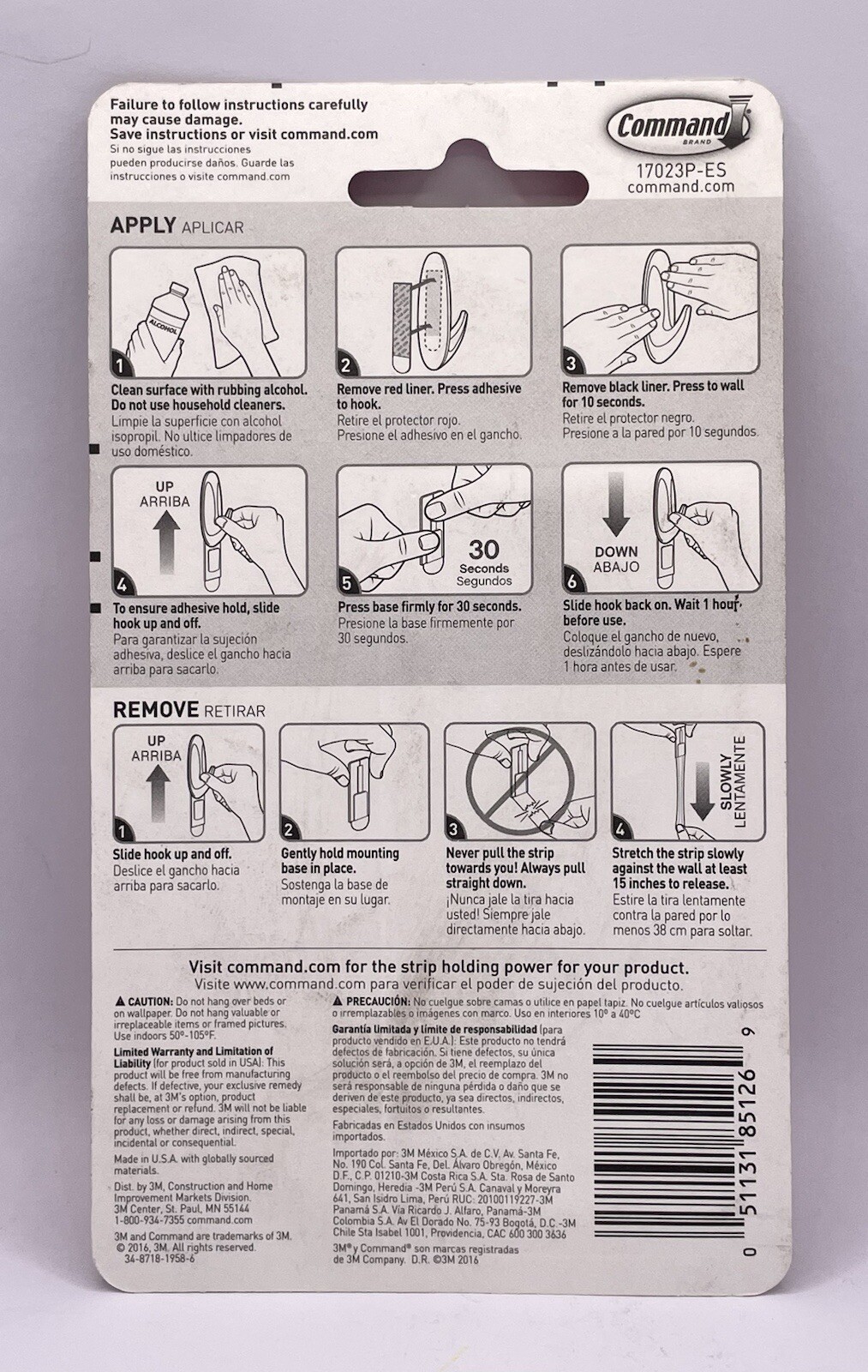 3M Command Brand (6) Six Large Refill Strips Holds 5 Pounds #17023P NEW Sealed gallery