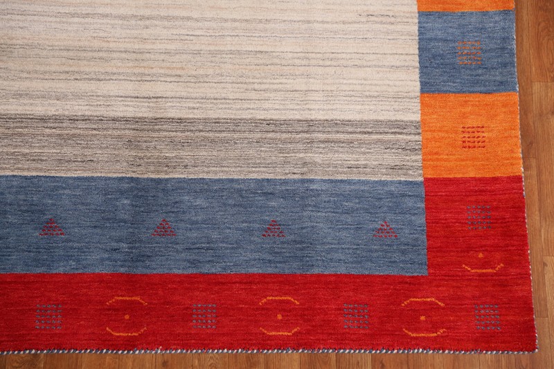 Bordered High-quality Hand-woven Wool Rug Durable Gabbeh Rug 6x8 ft gallery