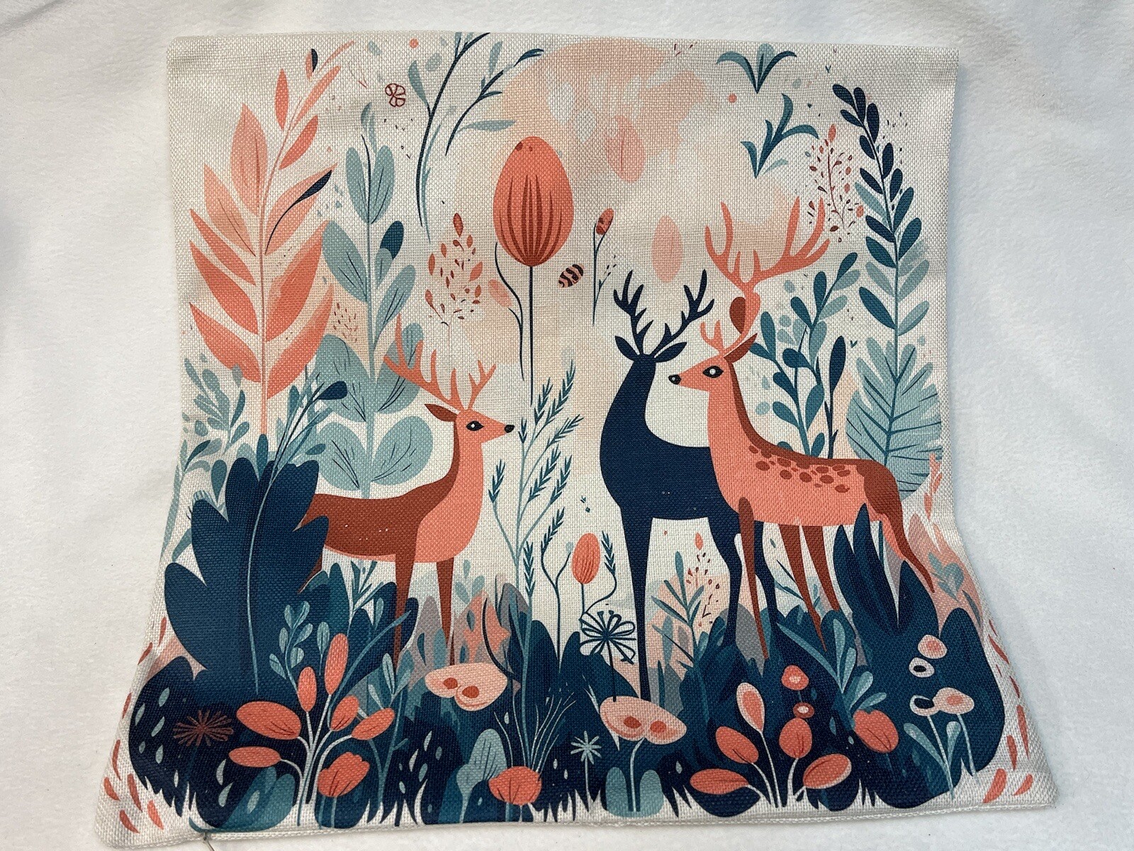 Deer Trees Nature Scandinavian Nordic Throw Pillow Cover 18x18 Home Decor gallery