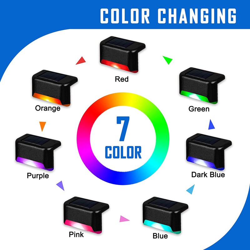 16Pcs Solar Pool Side Lights Color Changing Deck Lights Outdoor LED Step Lamp gallery