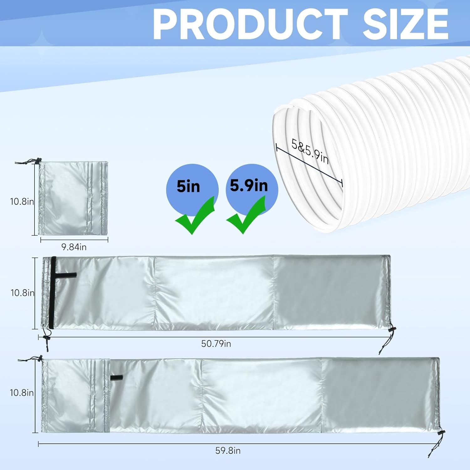 Portable AC Hose Insulation Sleeve, Air Conditioner Hose Cover Wrap for 5" & gallery