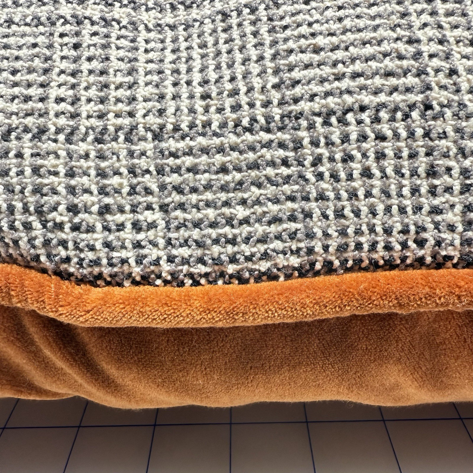 Throw Pillow Cover Orange Micro Plush Back And Blue Gray Tweed Front 21x21 gallery