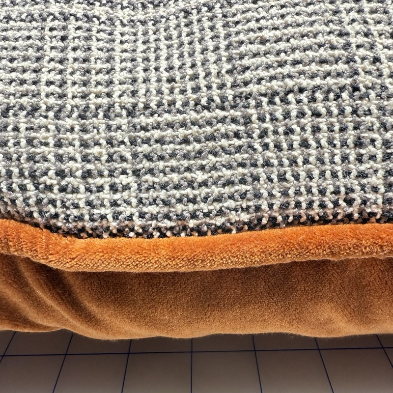 Throw Pillow Cover Orange Micro Plush Back And Blue Gray Tweed Front 21x21 gallery