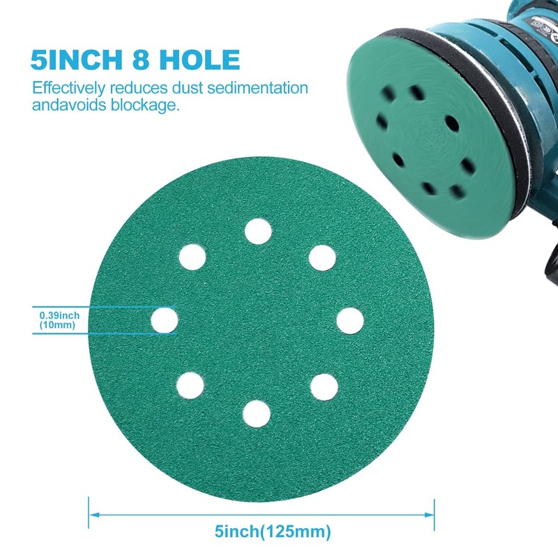 5" 8-Hole Sanding Discs Hook & Loop Sandpaper for Orbital Sanders 40-2000 Grit gallery