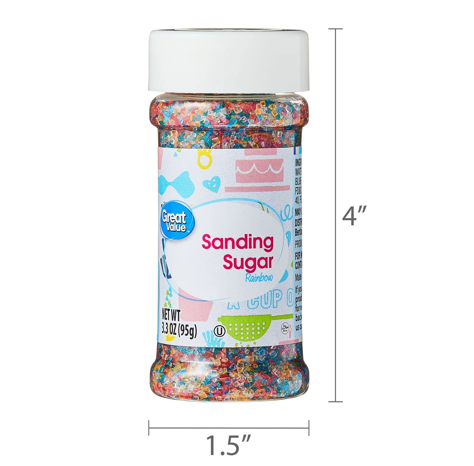 Great Value Rainbow Sanding Sugar, 3.3 oz gallery