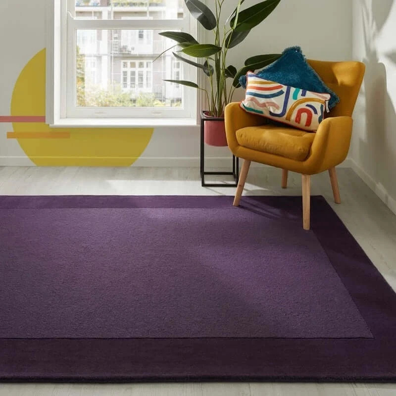 6x9 Modern Solid Purple Area Rug | Deep Area Rug | Handmade Living Room Carpet