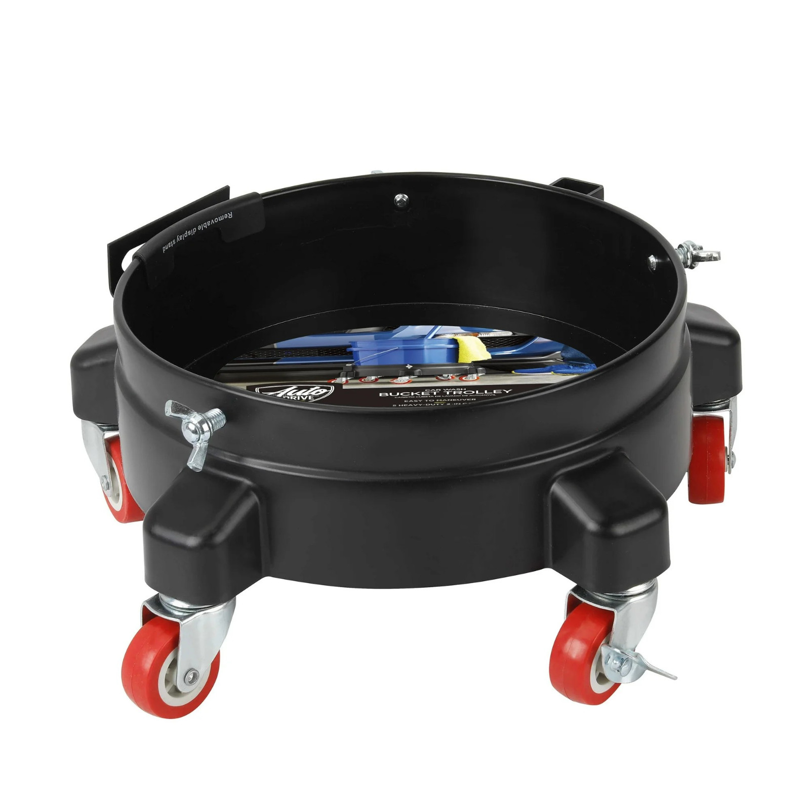 Auto Drive 12-inch Plastic Garage Bucket Dolly, 5 Wheel with Lockable Casters gallery
