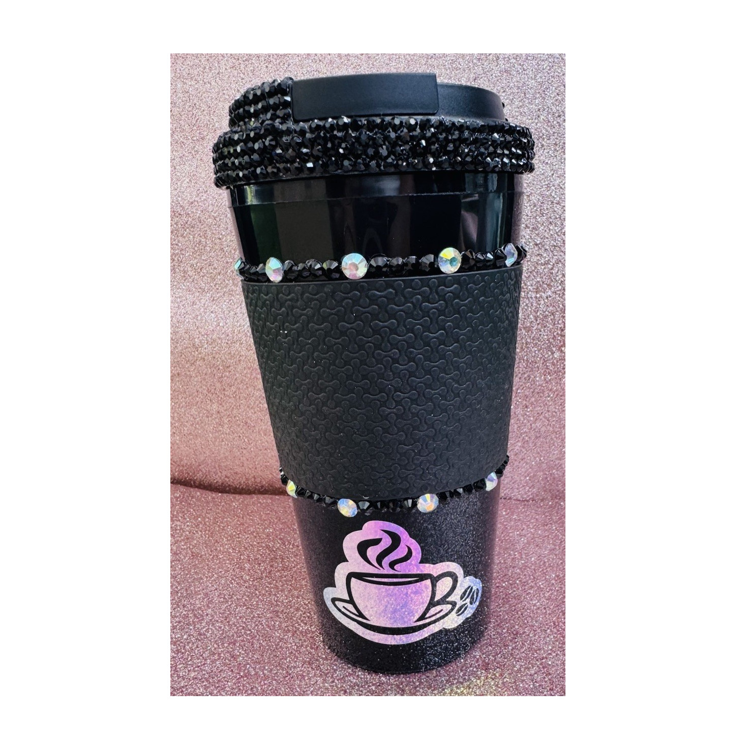 Black Decorated Insulated Plastic Tumbler with Drink Through Lid, Coffee Theme gallery
