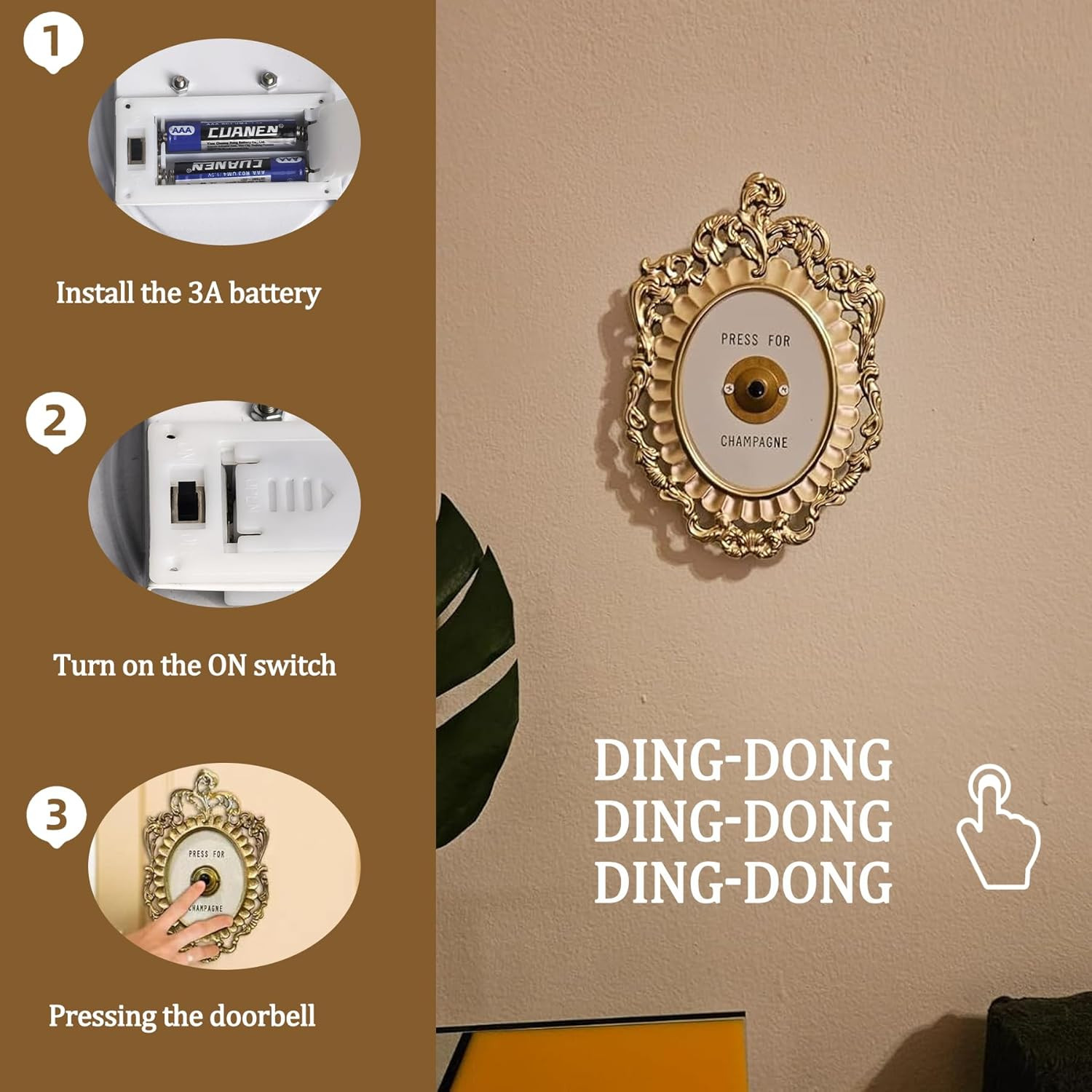 Press for Champagne Button - Door Ring Bell - Champagne Themed Decor, Wall Plaqu gallery