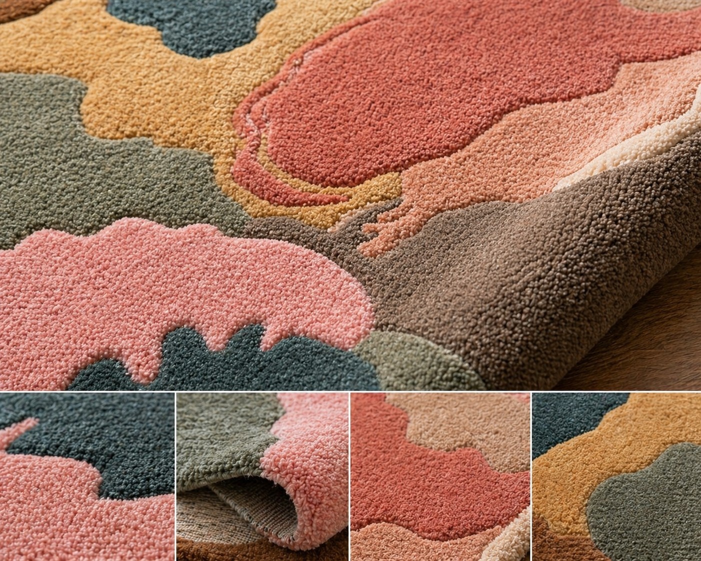 Abstract Hand Tufted Wool Rug Irregular Modern Shape Carpet Living Room Hallway gallery