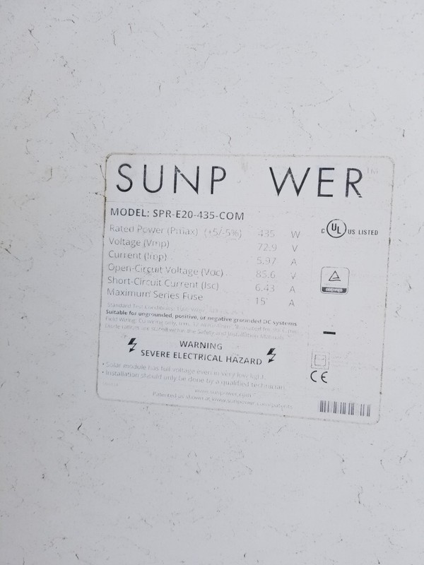 SUNPOWER 435W E20-435-COM US MADE 85.6 VOLT COMMERCIAL SOLAR PANEL gallery