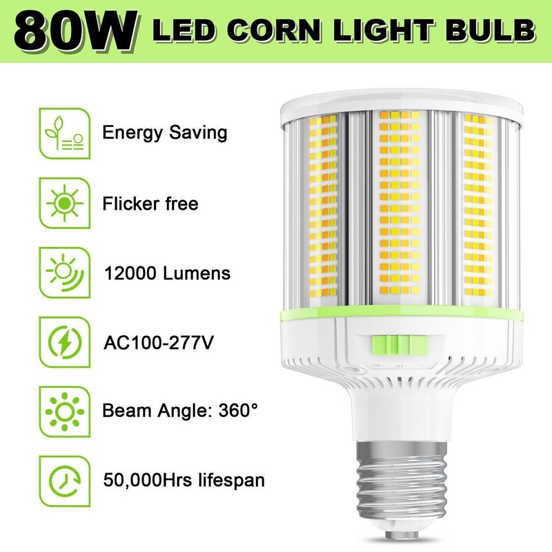 80W LED Corn Light Bulb E39 Mogul Base Replace 400W MH/HPS Lamps 4500/5000/5700K gallery