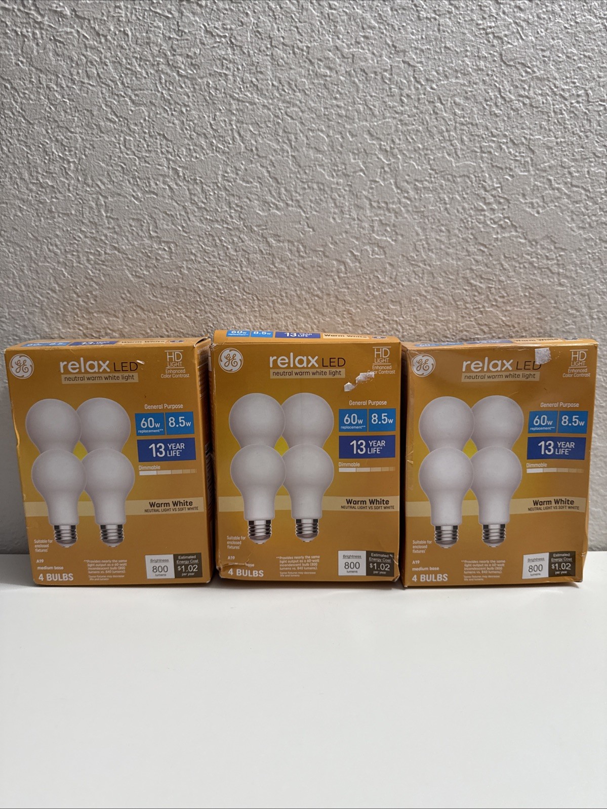 Light Bulbs Neutral Warm White Light 60w General Purpose A19 800 Lumens Lot Of 3 gallery