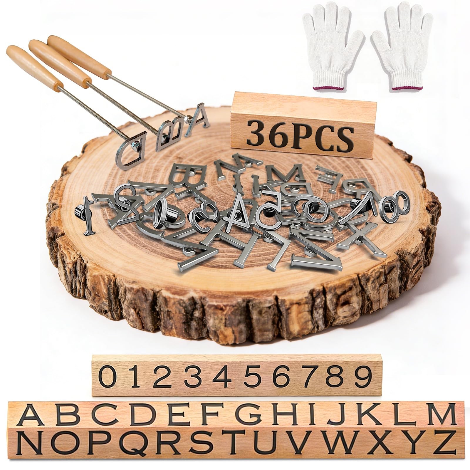 36Pcs Mini 1/2" Branding Irons, Alphabet Alphanumeric Mini Custom Iron Person... gallery