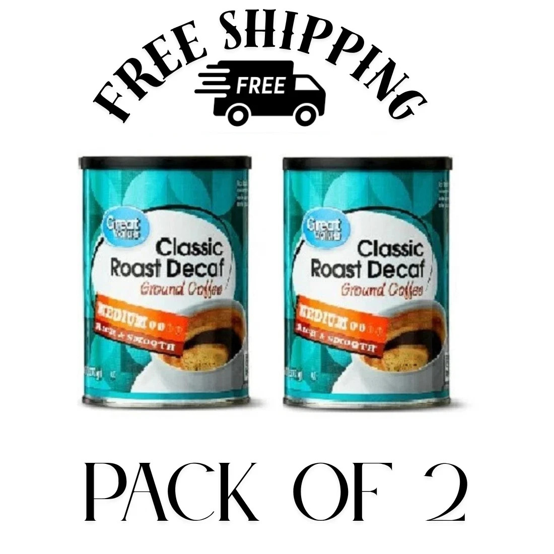 2 pack Great Value Decaf Classic Medium Roast Ground Coffee, 9.6 oz New gallery