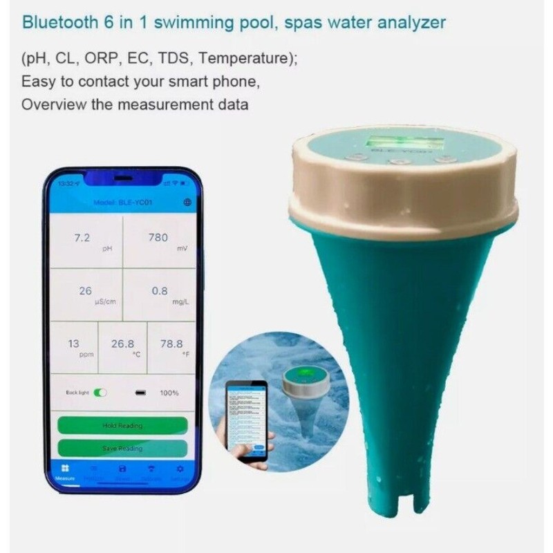 Smart Floating Swimming Pool Water Analyzer PH Chlorine EC TDS ORP TEMP Tester gallery