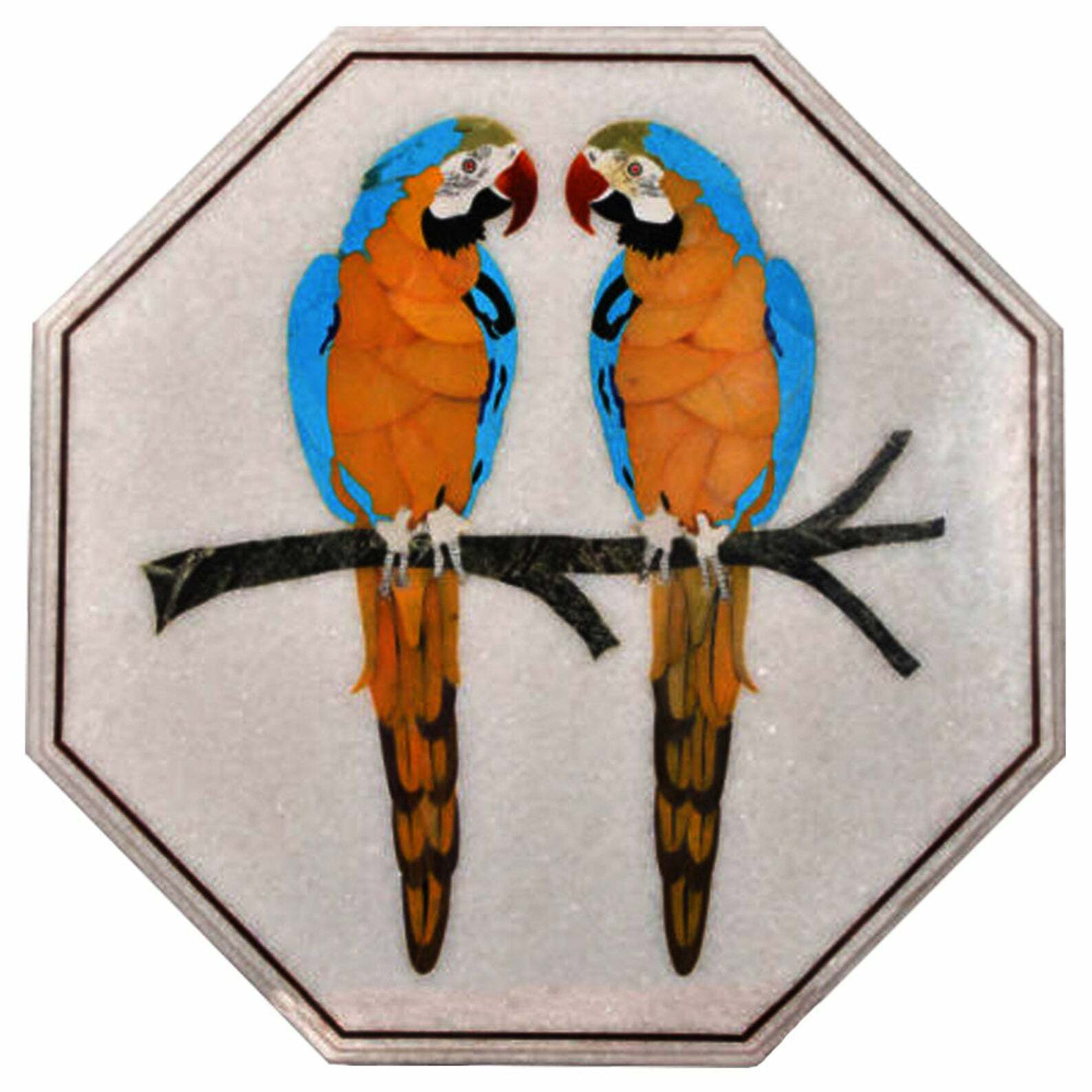 14" Royal Look marble Coffee Table Top antique bird Pattern Inlay wall panel gallery
