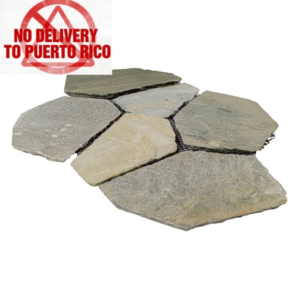 White 18 in. x 24 in. Multi-coloured Meshed Flagstone Paver Tile gallery