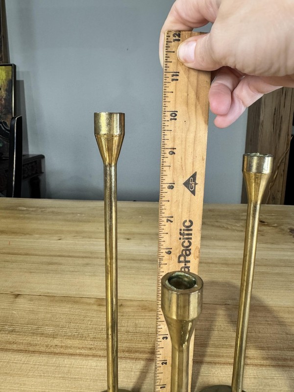 Brass & Copper Collection Cobalt Candlestick Holders Set 5 Gold MCM Vintage gallery