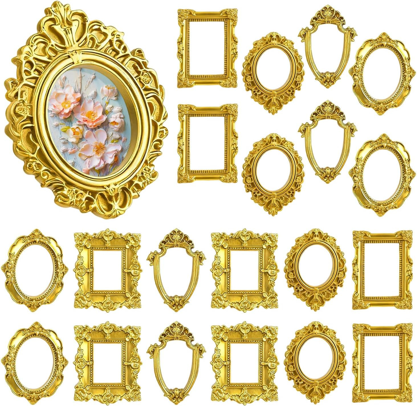 20PCS Mini Vintage Resin Picture Frame, Mini Antique Photo Frame Oval Rectangle gallery