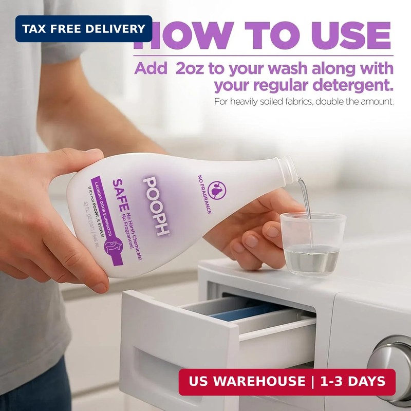 POOPH Laundry Odor Eliminator 2-Pack (2 x 32 oz, 32 Loads Total) - Pet Urine & S gallery