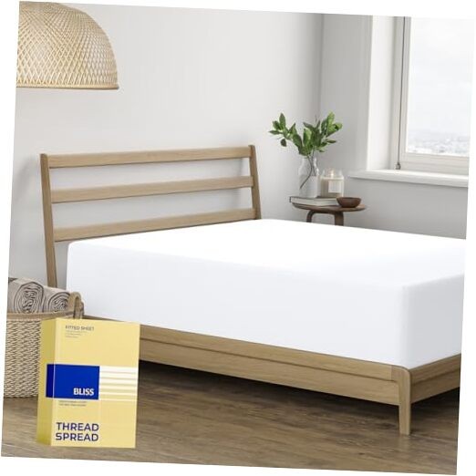 Size Fitted Sheet Only - 100% Egyptian Cotton 600 Series Bliss King White
