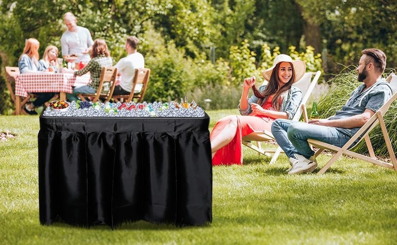 4 FT Folding Ice Bin Table Outdoor Ice Cooler Table w/Matching Skirt Party BBQ gallery