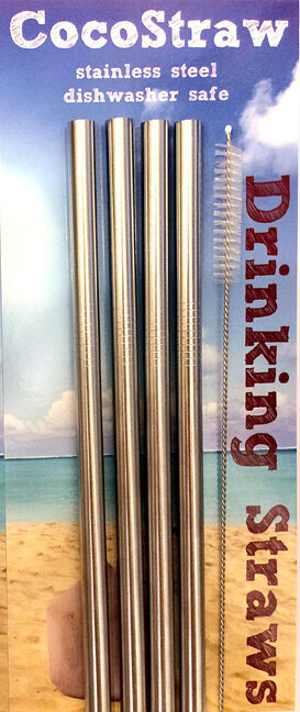 4 Wide Stainless Steel Drinking Straws Straight Smoothie 8.5" long 5/16" width gallery