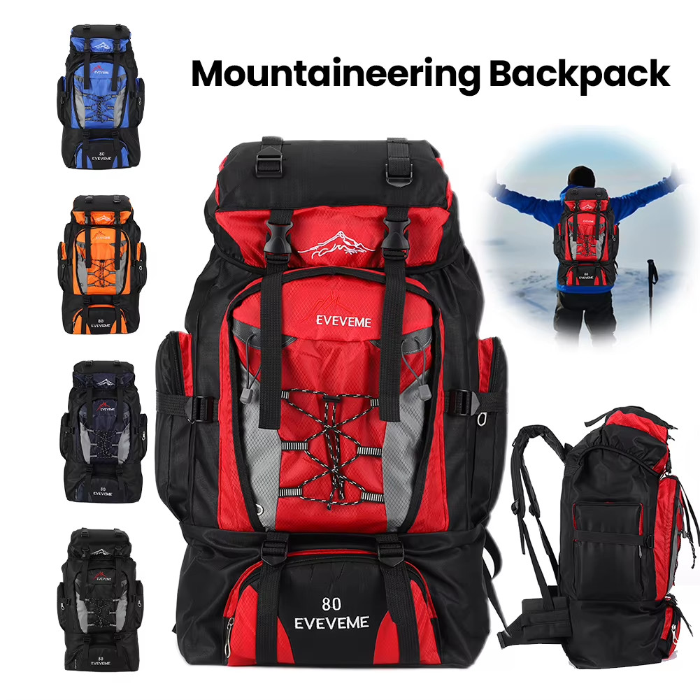 80L Mountaineering Backpack Large Capacity Travel Backpack Adjustable Strap Moun 2