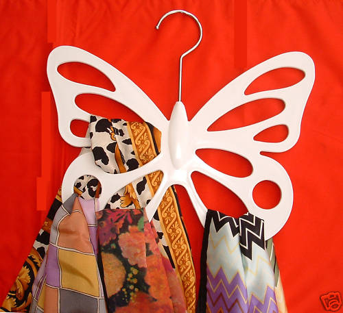 White Butterfly Scarf Holder / Hanger / Organizer holds 12 Scarves (MrSales) gallery
