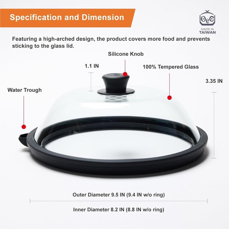 Lightweight Microwave Lid – Tempered Glass Splatter Cover with Steam Vent 9.5 in gallery