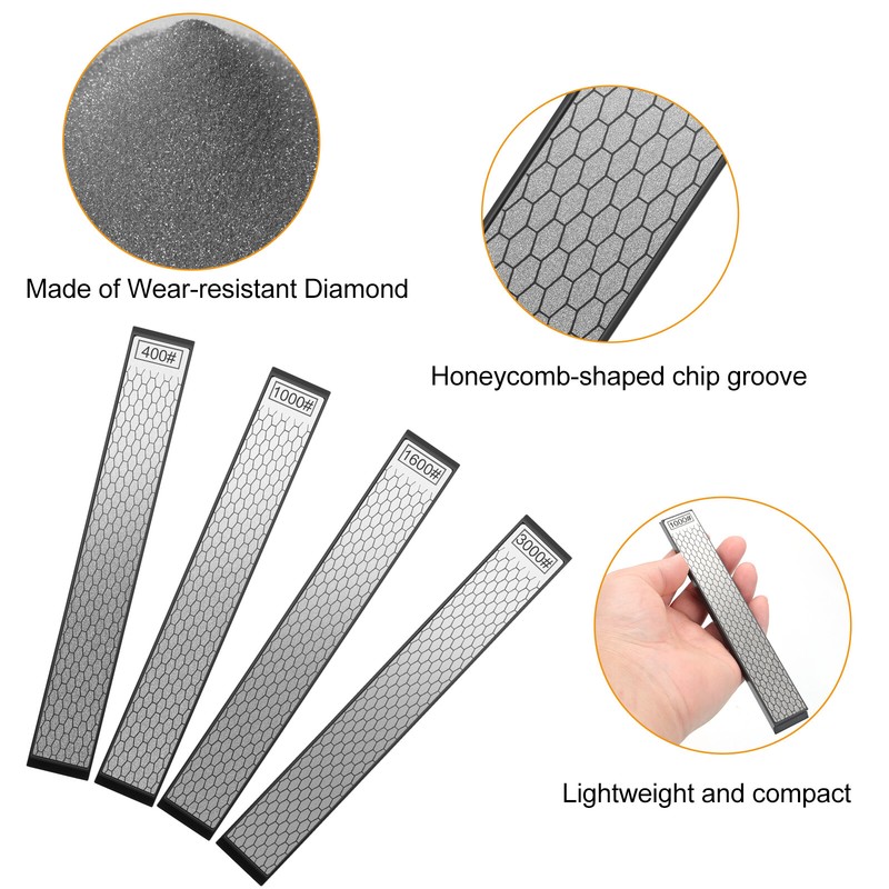 4PCS Diamond Sharpening Stone Set 400 600 1000 3000Grit Knife Chisel Sharpener gallery