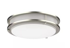 DYMOND 14″ Double Ring LED Flush Mount Light Fixture Brushed Nickel-Used