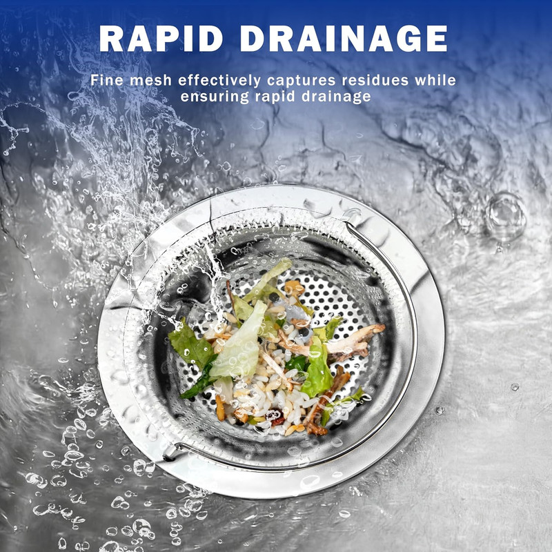 2 Pack Kitchen Sink Drain Strainer with Handle, Universal Stainless Steel Food C gallery