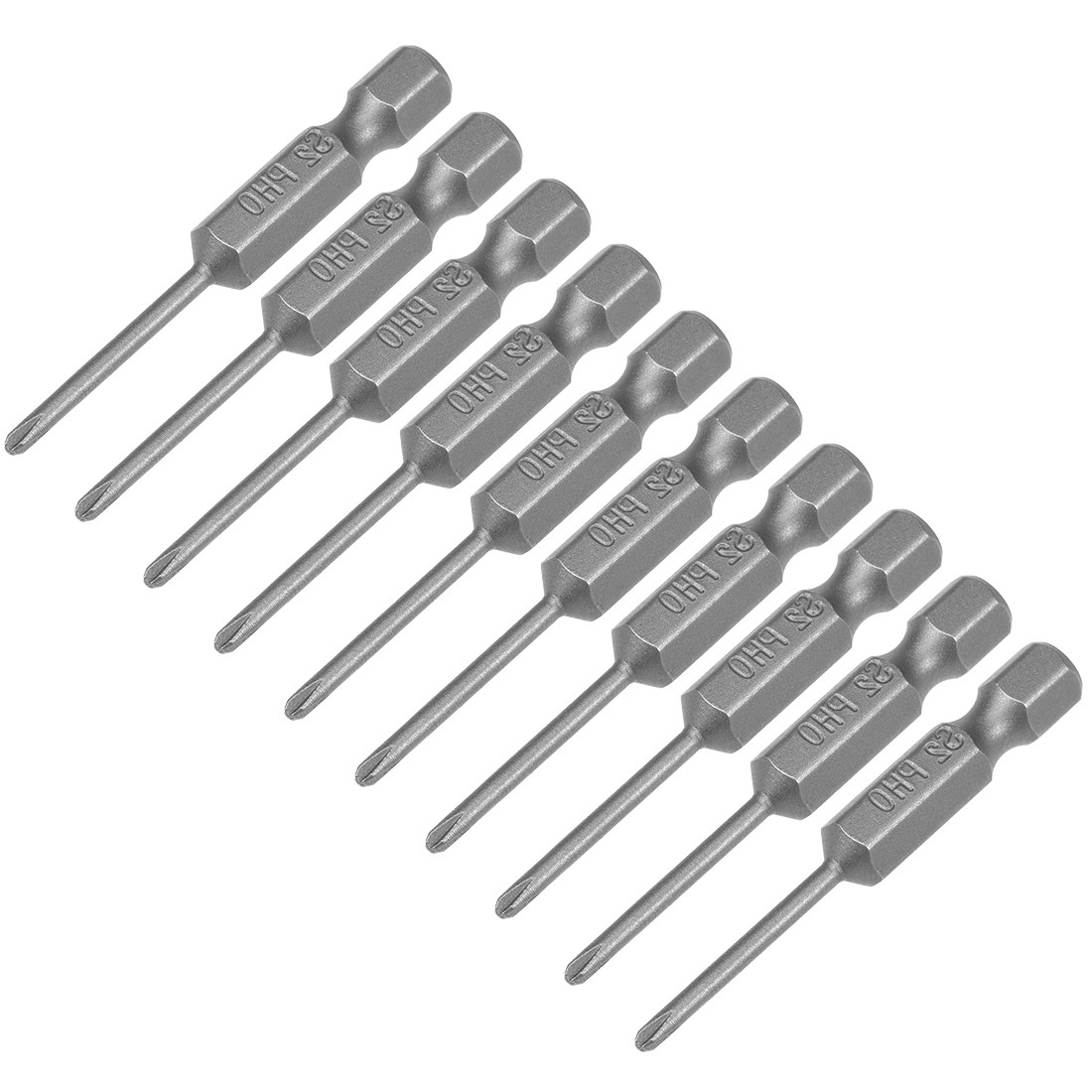 10Pcs 2mm PH0 Phillips Head Screwdriver Bits S2 for Industry 50mm 1/4" Hex Shank gallery