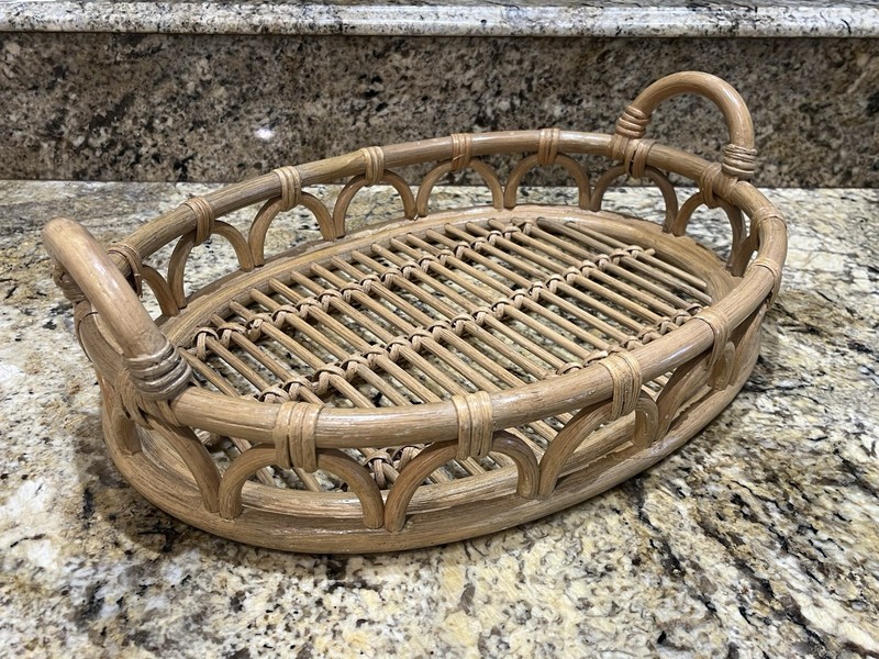 Bamboo Oval Serving Tray Boho Vintage Retro gallery