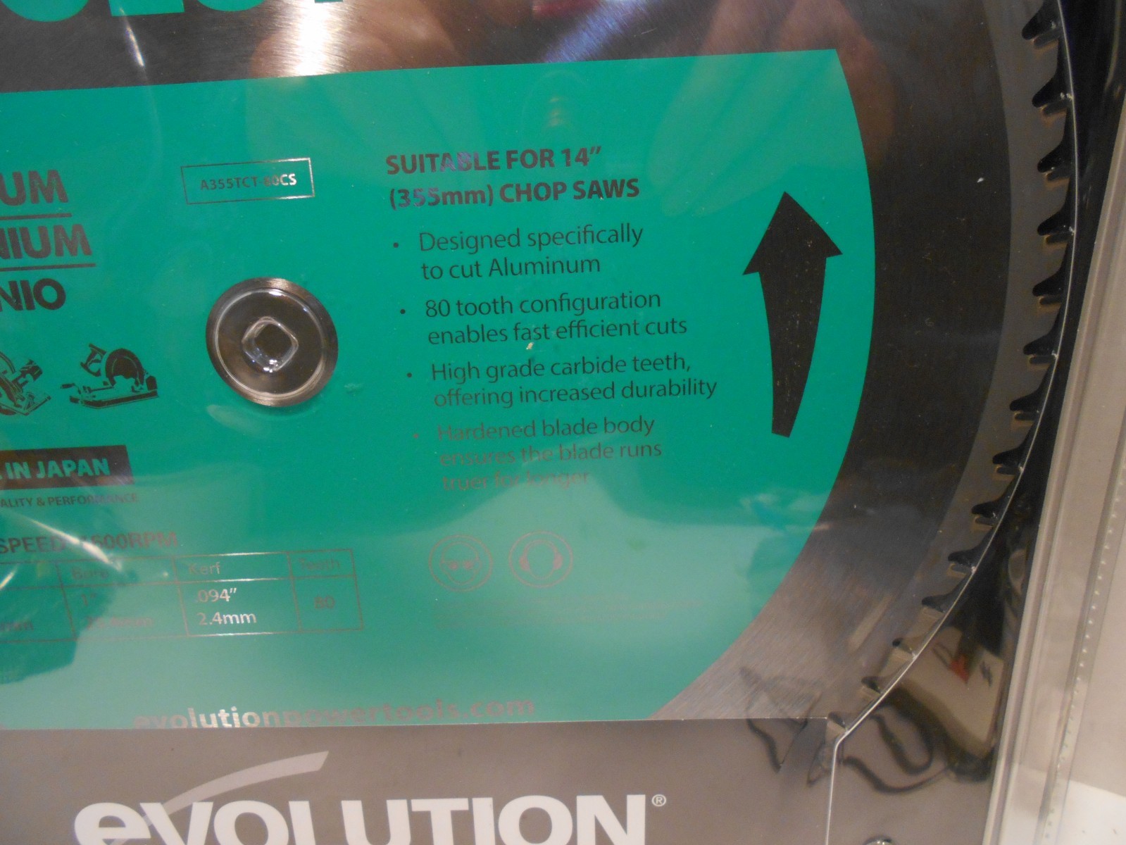 Evolution 14BLADE-AL ALUMINUM & NON-Ferrous TCT Saw Blade, 14" X 80TH gallery