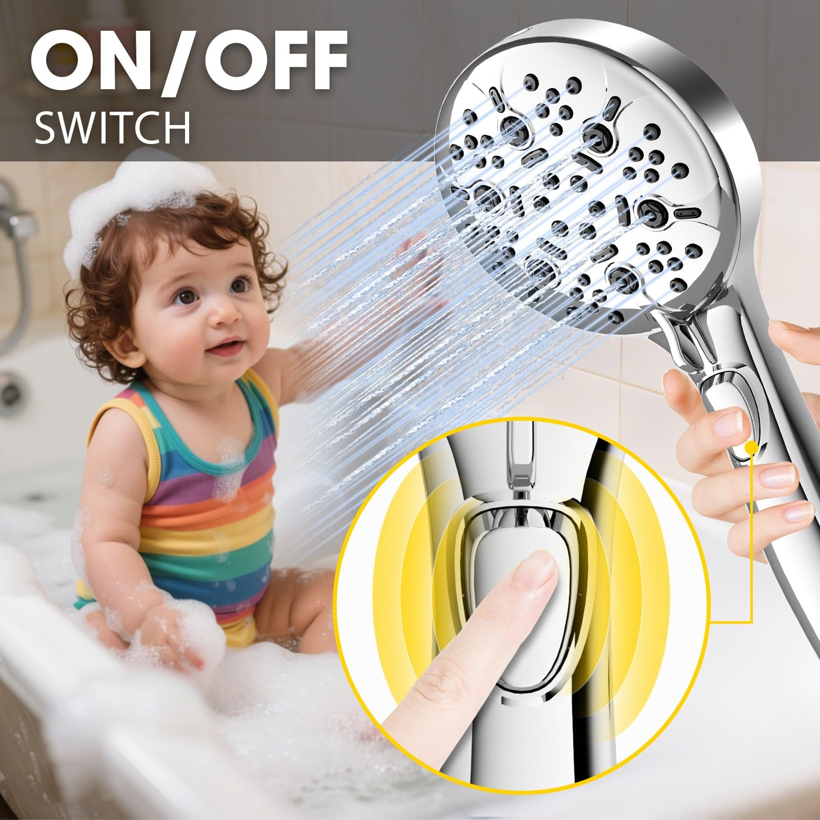 XFTHyzo High Pressure Shower Head with Handheld,8-settings Handheld Shower He... gallery