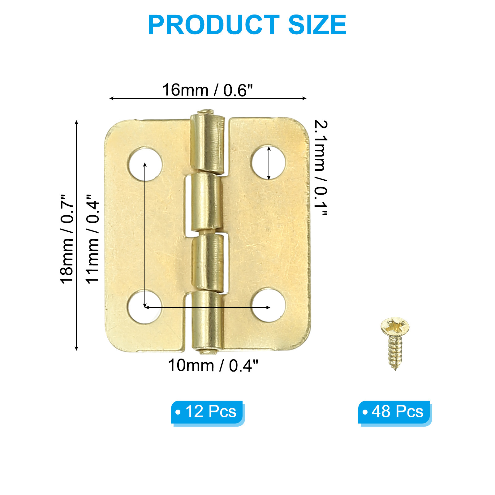 12 Pack Small Butt Hinges 3/4 Inch Mini Jewelry Box Hinge with Screw Gold gallery