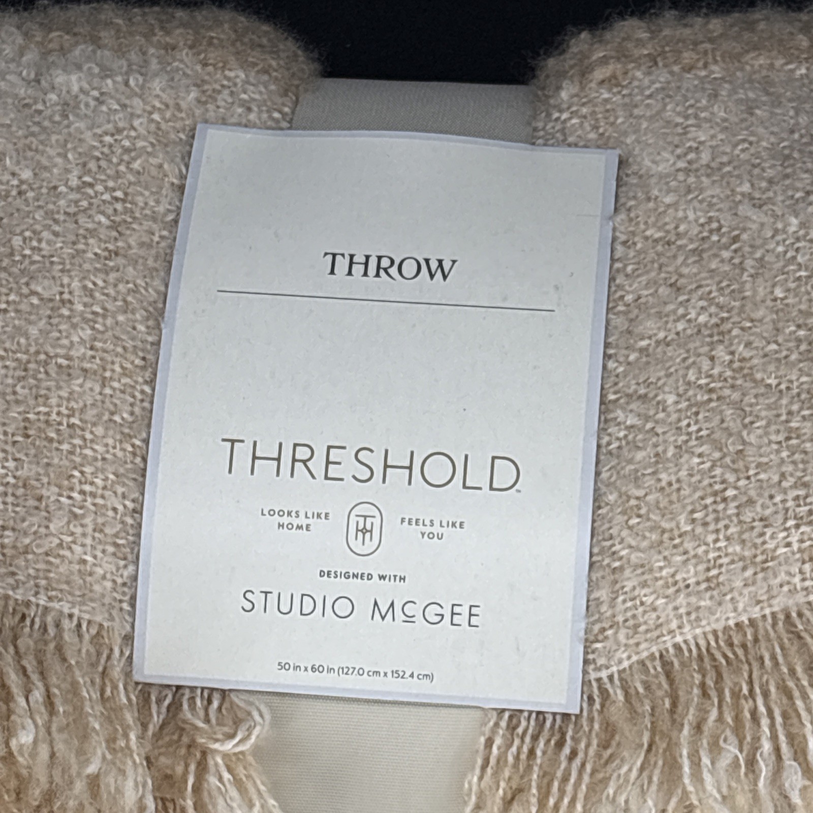 Threshold Studio McGee Target Woven Boucle Throw Blanket Cream Beige 50” X 60” gallery