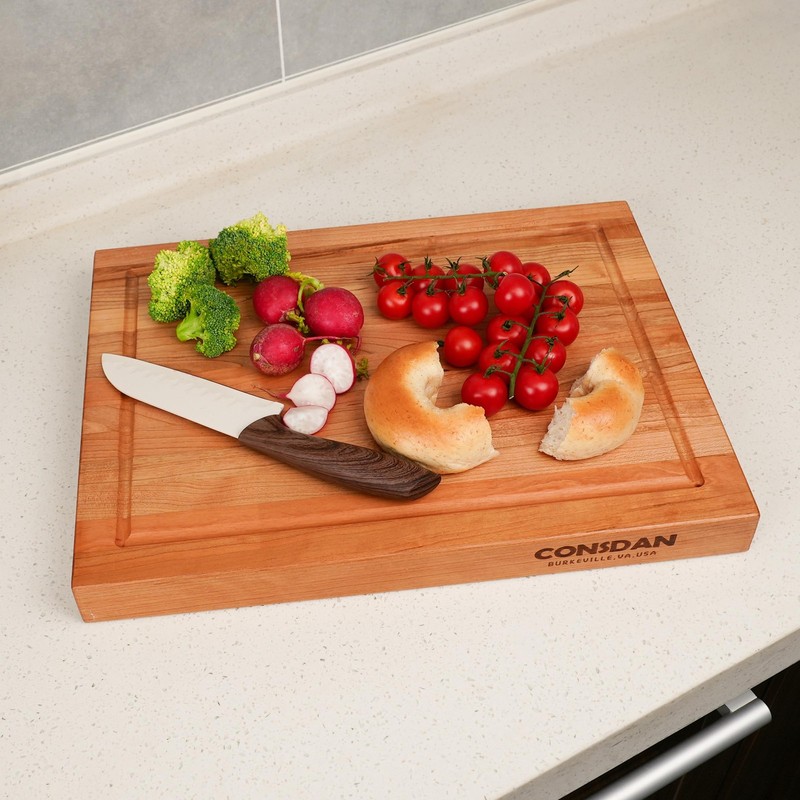 Solid Cherry Wood Cutting Board for Kitchen, USA Grown Hardwood, 16 x 12, wit... gallery