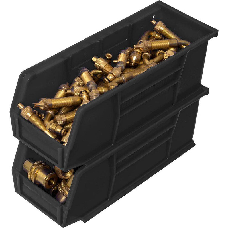 30224 Plastic Stackable Storage Bins, 11 In. X 4 In. X 4 In. Black, 12-Pack gallery