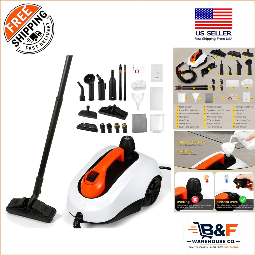 Efficient 1800W Steam Cleaner with 320°F Heat & 1.8L Capacity for Deep Cleaning