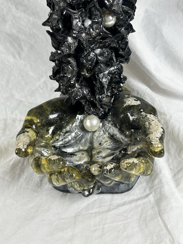 Handmade Gothic Resin Goddess Statue - Dark Fantasy Art Sculpture with Pearls gallery